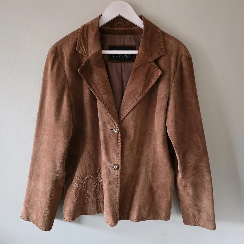 Wilsons Leather L Vintage Bohemian Western Embroidered Whip Stitch Suede Jacket - Picture 2 of 16